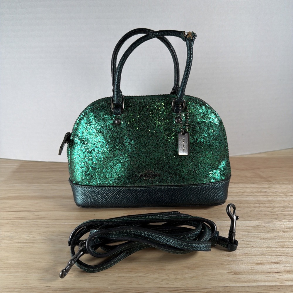 READ DESC! Coach X Wizard Of OZ Glitter Micro Sierra Emerald Crossbody Bag 39497